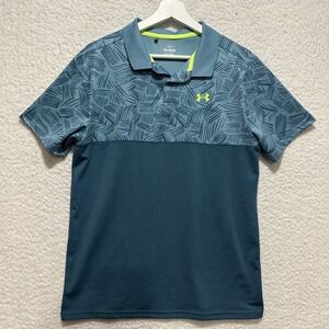 UNDER ARMOUR Juniors Size YXL Performance Palm Sketch Polo Short Sleeve Logo